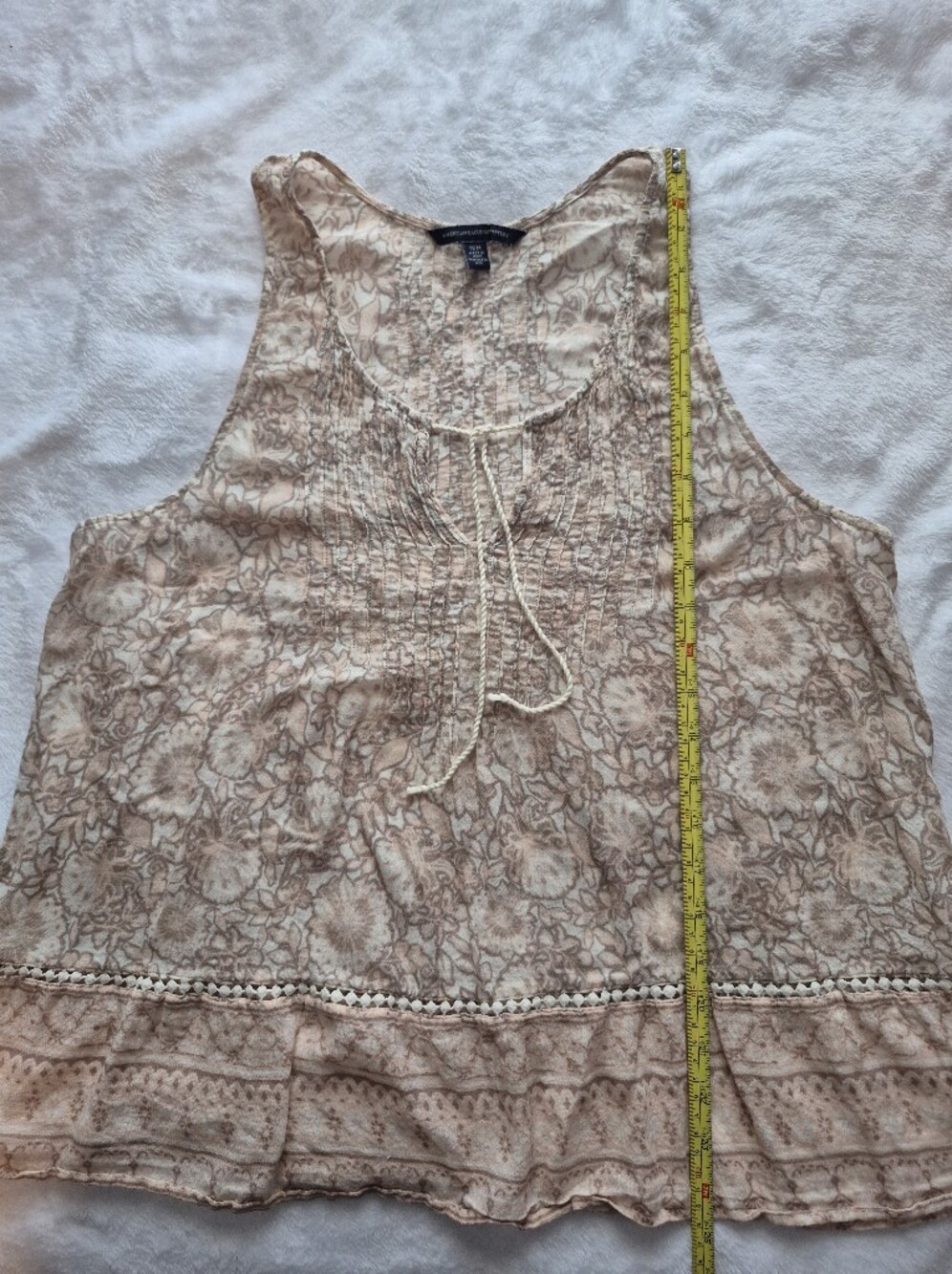 American Eagle Outfitters Beige Floral Lace-Trim Tank - Picture 6 of 6